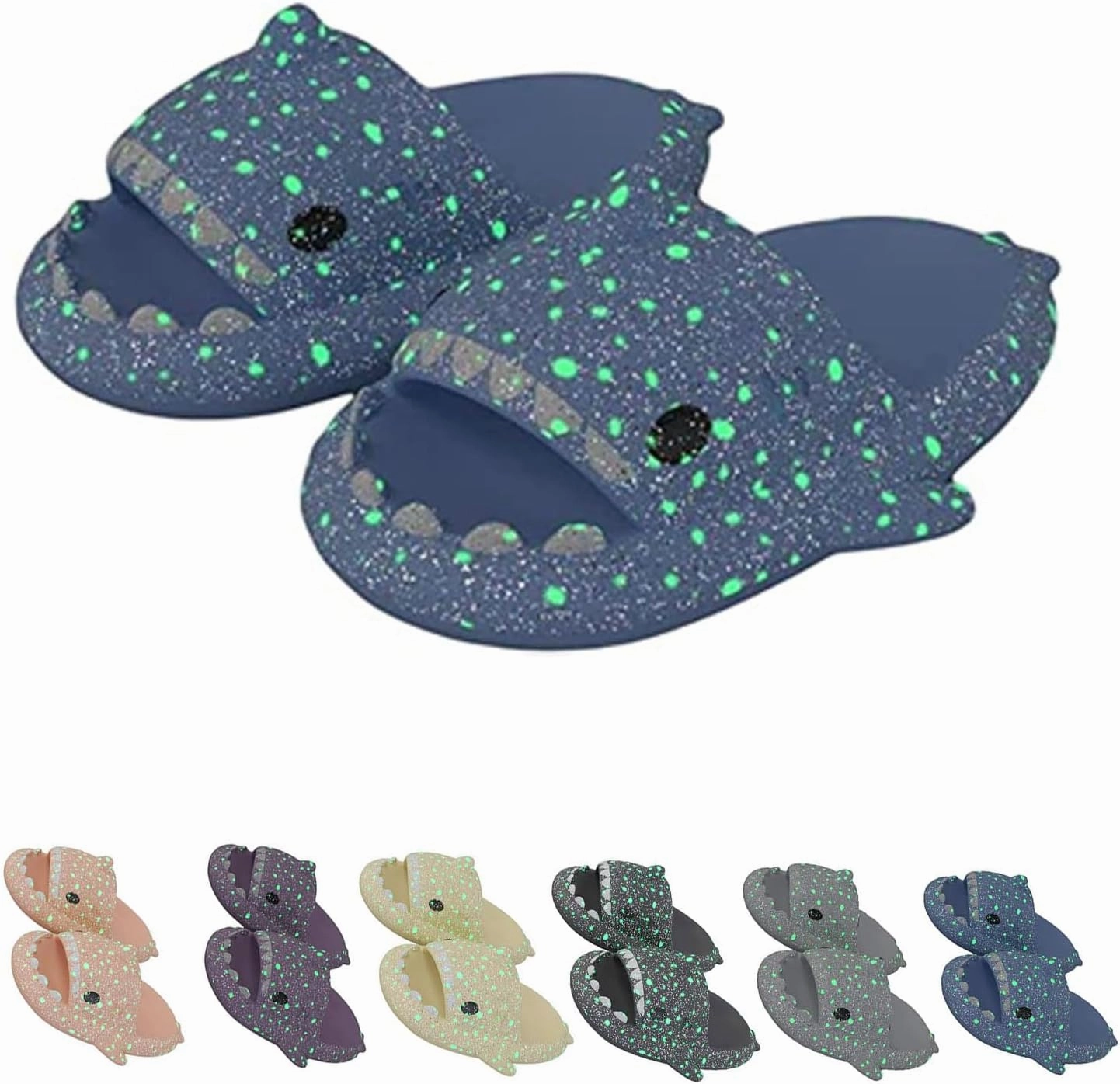 Galaxy Shark Slides, Cloud Shark Slides Glow in the Dark Thick Sole Non-slip Open Toe Shark Slippers