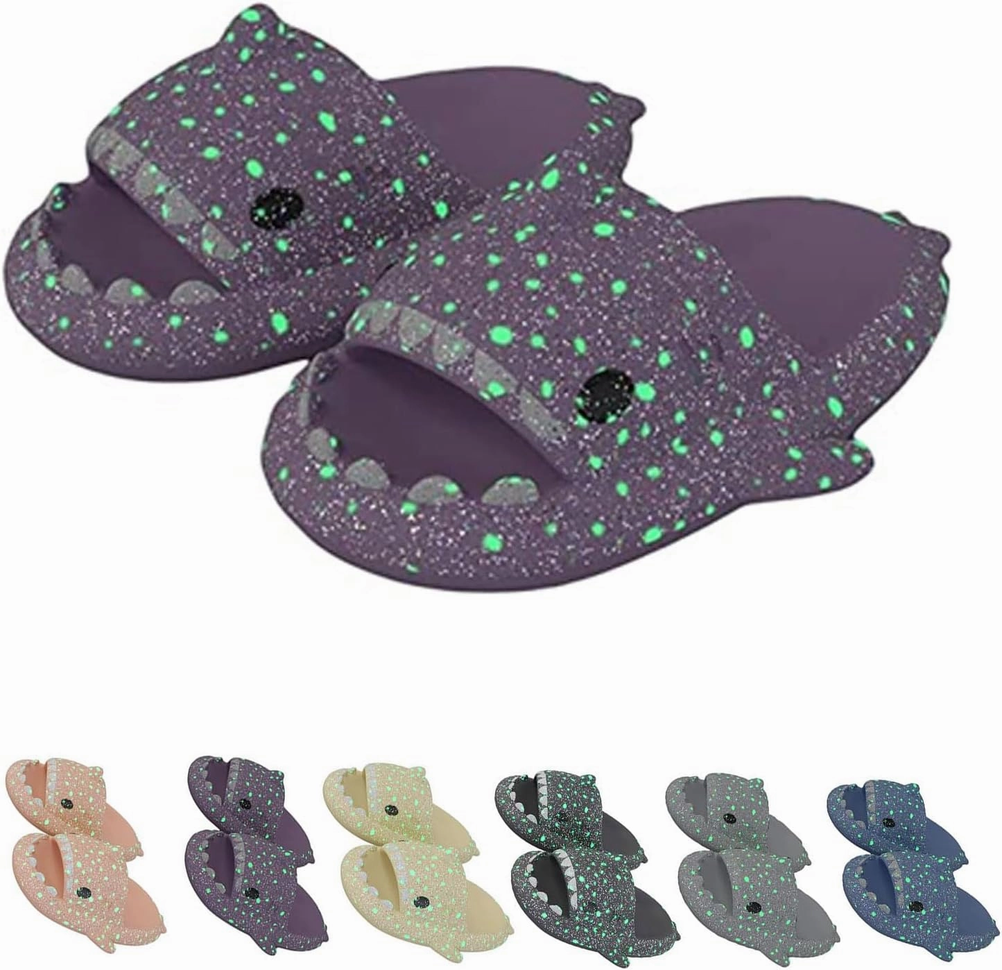 Galaxy Shark Slides, Cloud Shark Slides Glow in the Dark Thick Sole Non-slip Open Toe Shark Slippers