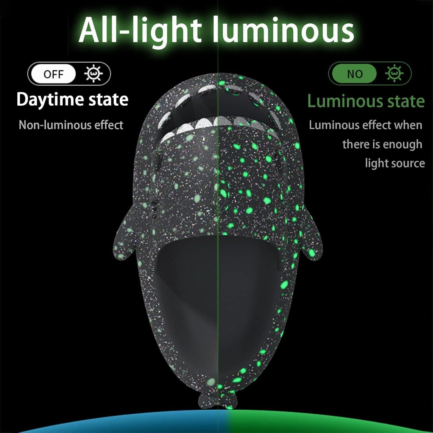 Galaxy Shark Slides, Cloud Shark Slides Glow in the Dark Thick Sole Non-slip Open Toe Shark Slippers
