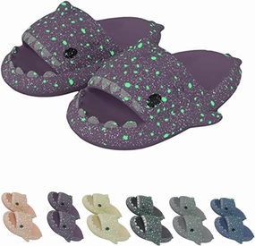 Galaxy Shark Slides, Cloud Shark Slides Glow in the Dark Thick Sole Non-slip Open Toe Shark Slippers
