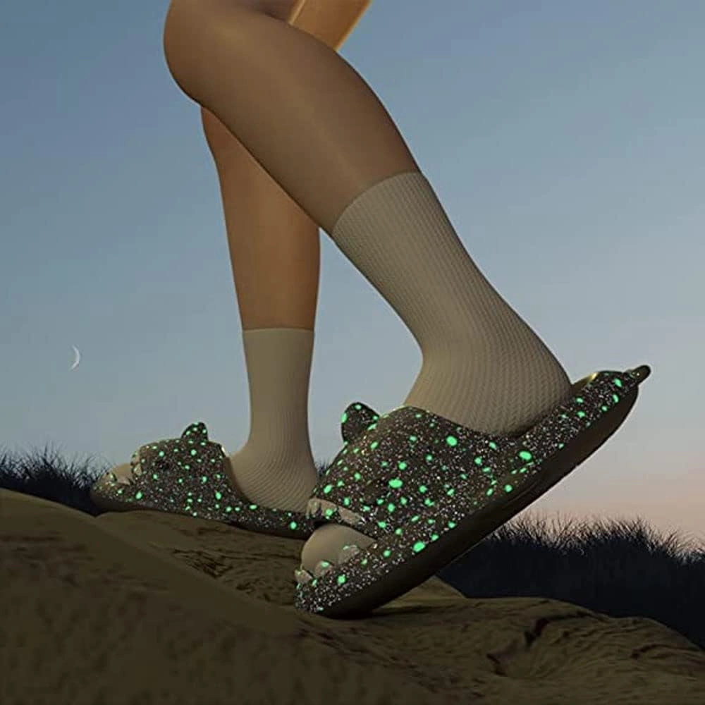 Galaxy Shark Slides, Cloud Shark Slides Glow in the Dark Thick Sole Non-slip Open Toe Shark Slippers