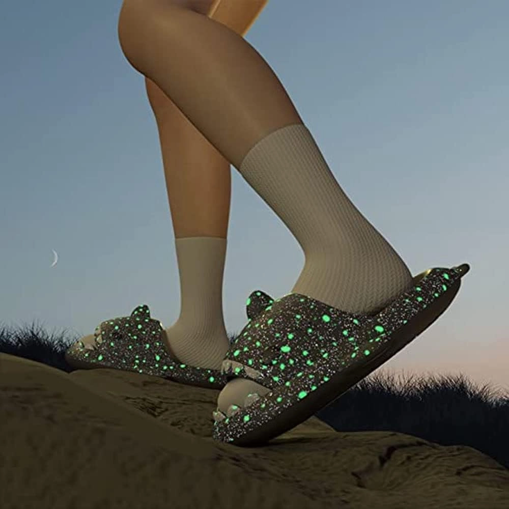 Galaxy Shark Slides, Cloud Shark Slides Glow in the Dark Thick Sole Non-slip Open Toe Shark Slippers