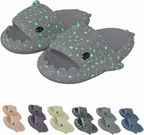 Galaxy Shark Slides, Cloud Shark Slides Glow in the Dark Thick Sole Non-slip Open Toe Shark Slippers