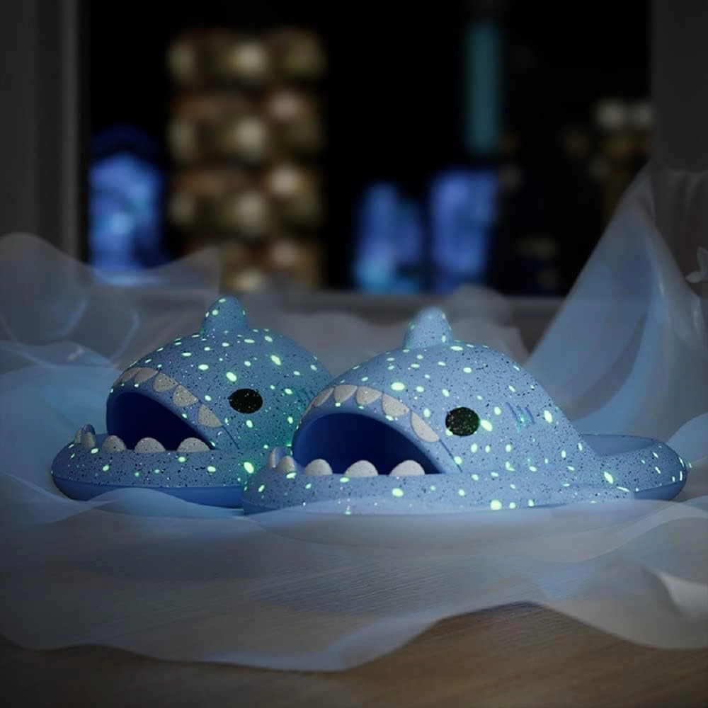 Galaxy Shark Slides, Cloud Shark Slides Glow in the Dark Thick Sole Non-slip Open Toe Shark Slippers