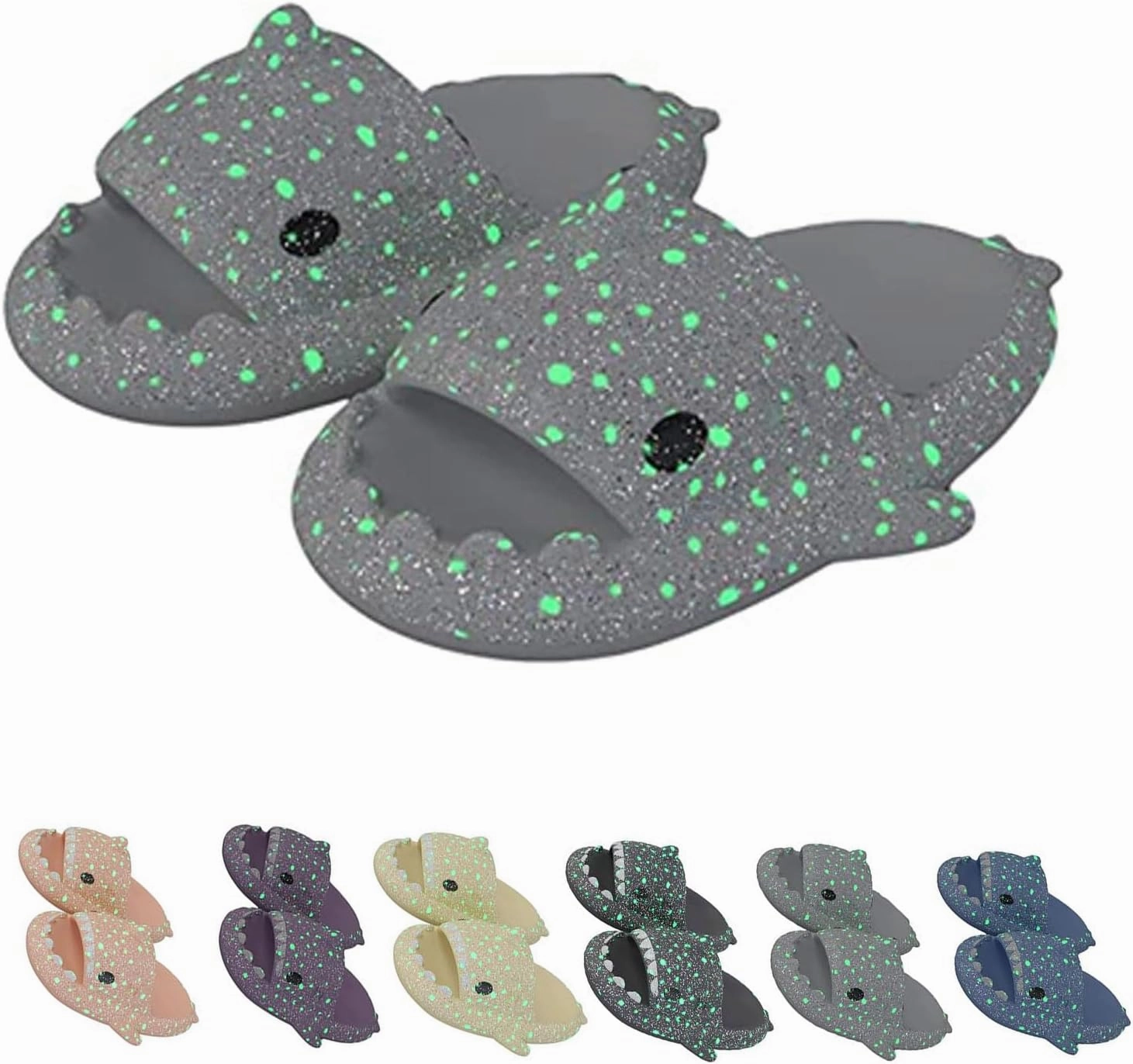 Galaxy Shark Slides, Cloud Shark Slides Glow in the Dark Thick Sole Non-slip Open Toe Shark Slippers