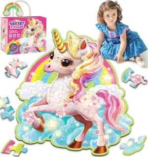 G.C Giant Unicorn Floor Puzzles Kids Girls Toys 45 Piece Large Puzzle for 3 4 5 6  Year Old, Unicorn Toys for Little Girls Birthday Gifts Toddler Educational Activities