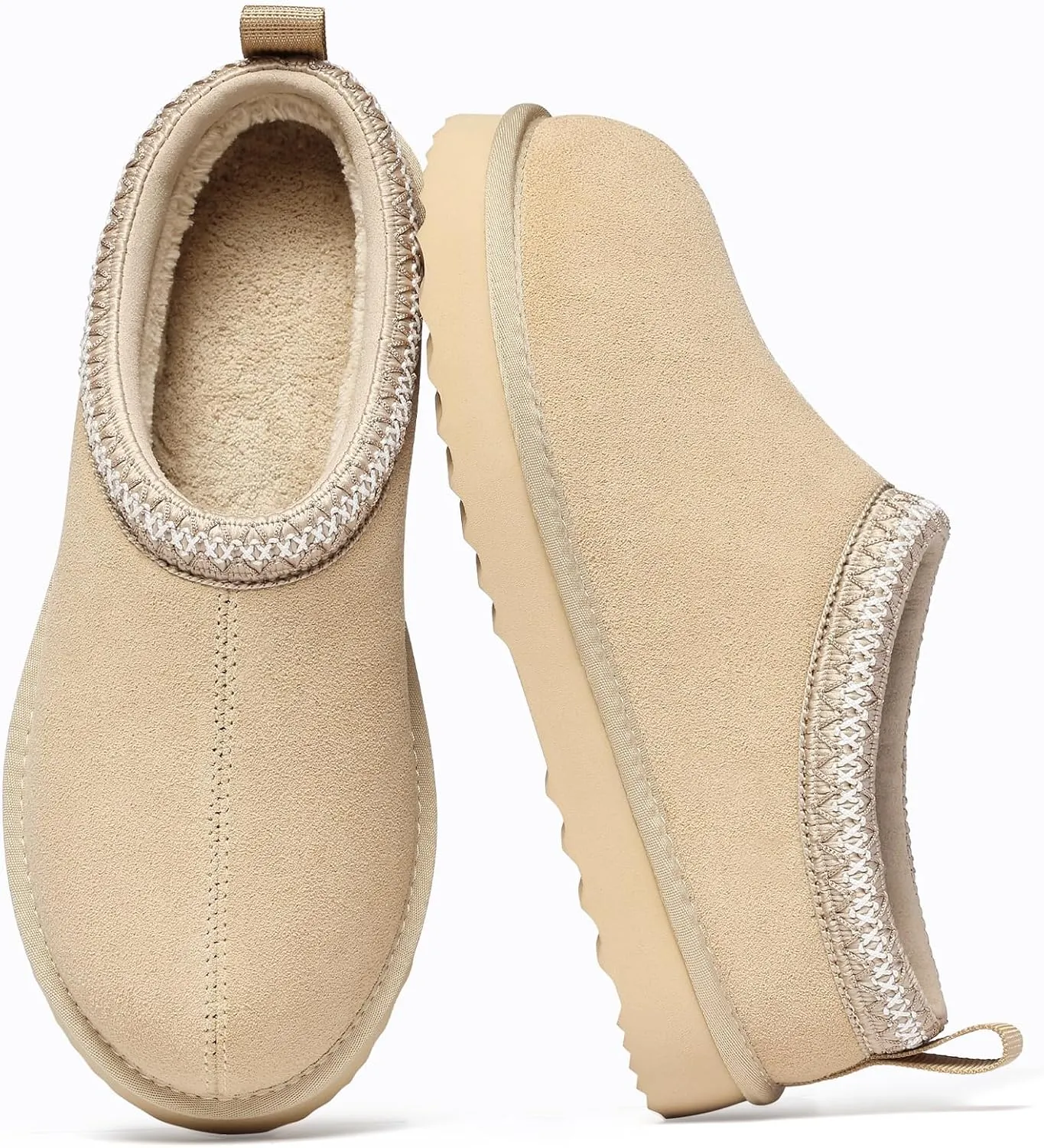 Genuine Suede House Slippers for Women Cozy Memory Foam Shoes for Indoor Outdoor