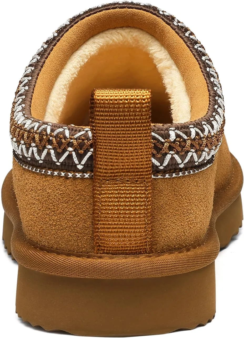 Genuine Suede House Slippers for Women Cozy Memory Foam Shoes for Indoor Outdoor