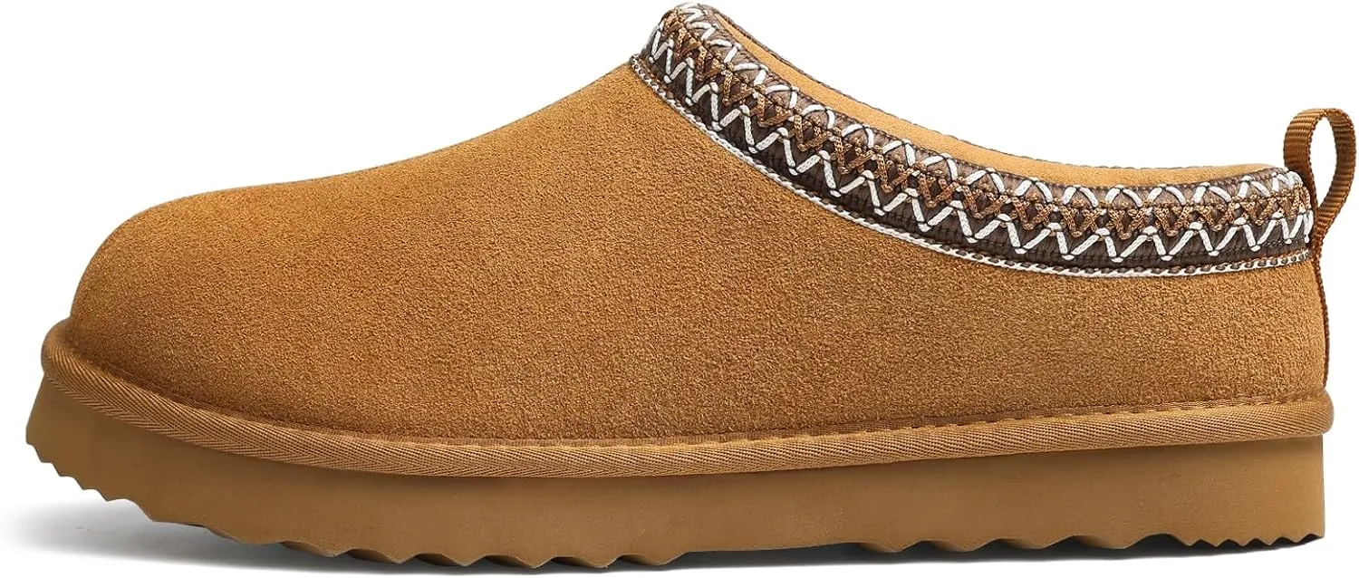 Genuine Suede House Slippers for Women Cozy Memory Foam Shoes for Indoor Outdoor