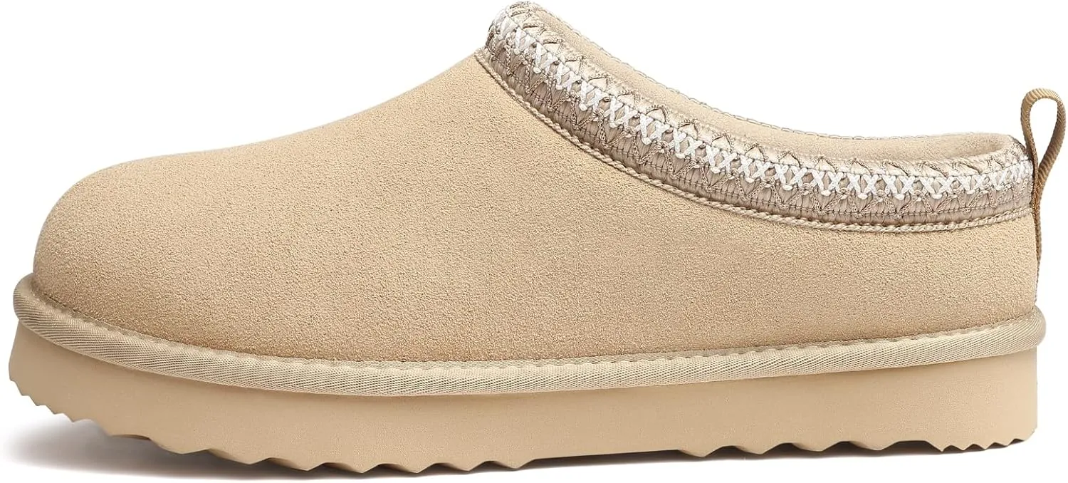 Genuine Suede House Slippers for Women Cozy Memory Foam Shoes for Indoor Outdoor