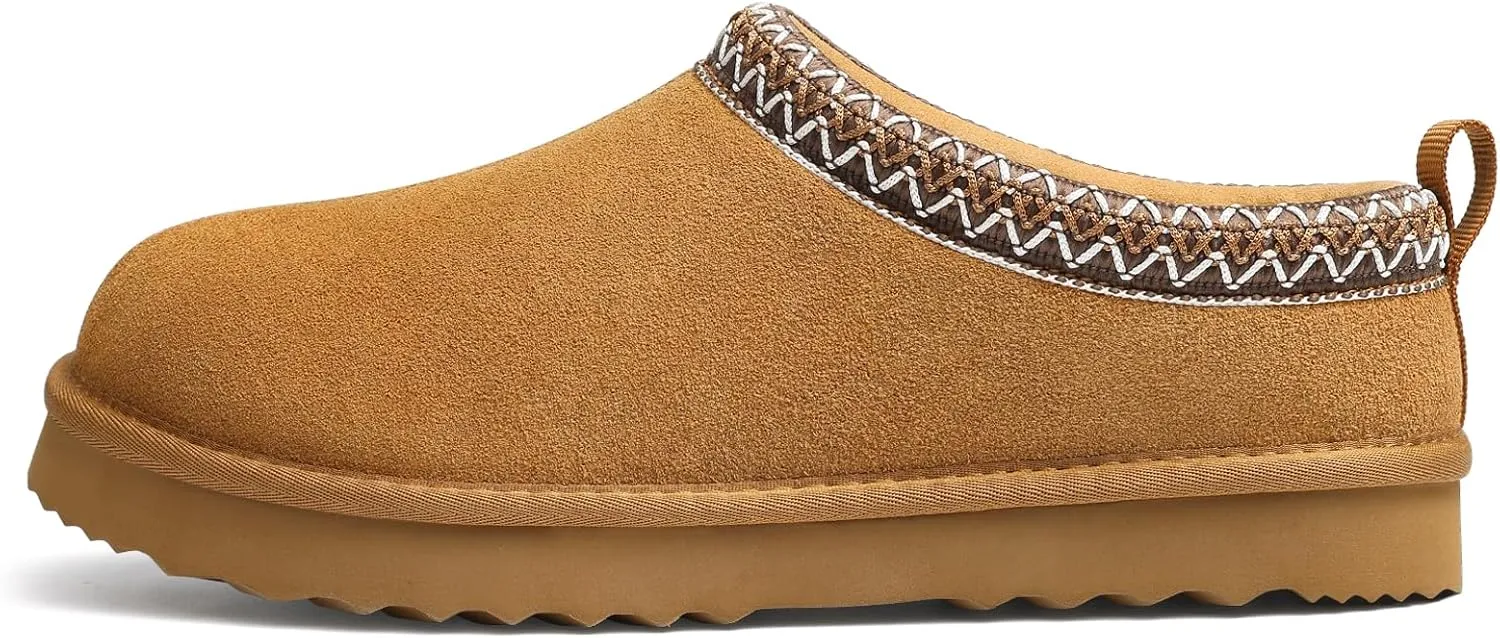 Genuine Suede House Slippers for Women Cozy Memory Foam Shoes for Indoor Outdoor