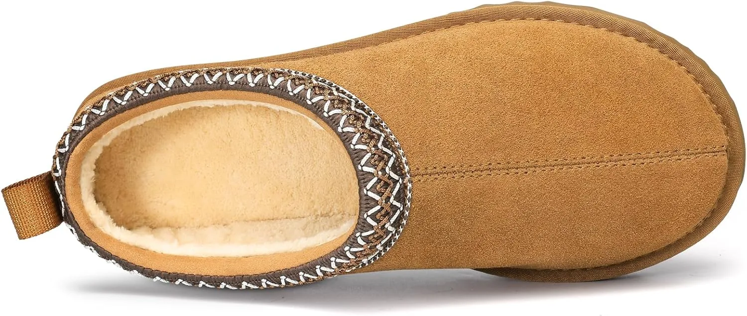 Genuine Suede House Slippers for Women Cozy Memory Foam Shoes for Indoor Outdoor