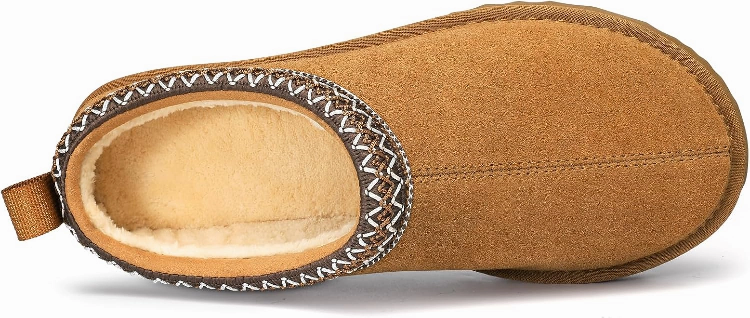 Genuine Suede House Slippers for Women Cozy Memory Foam Shoes for Indoor Outdoor