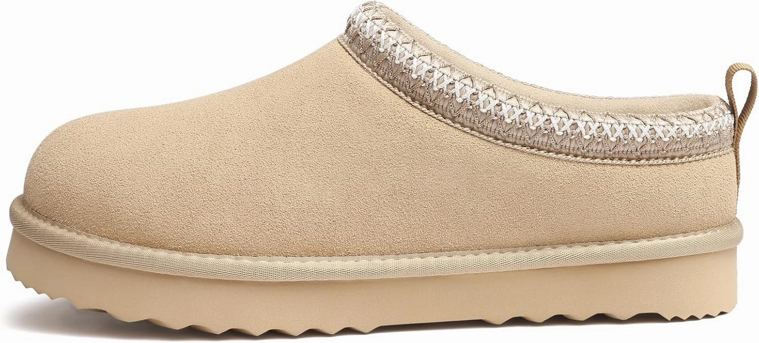 Genuine Suede House Slippers for Women Cozy Memory Foam Shoes for Indoor Outdoor