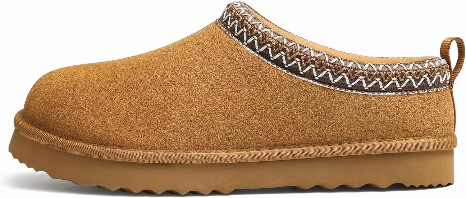 Genuine Suede House Slippers for Women Cozy Memory Foam Shoes for Indoor Outdoor
