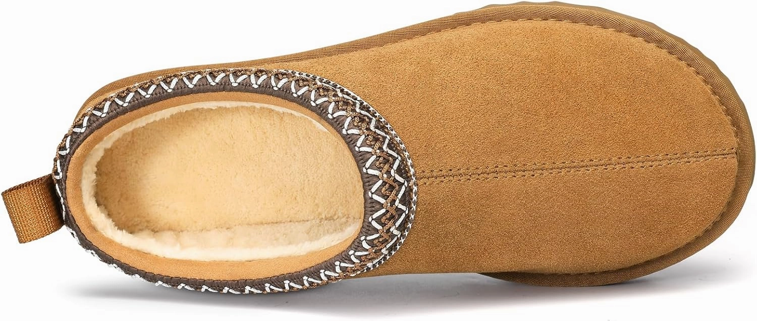 Genuine Suede House Slippers for Women Cozy Memory Foam Shoes for Indoor Outdoor