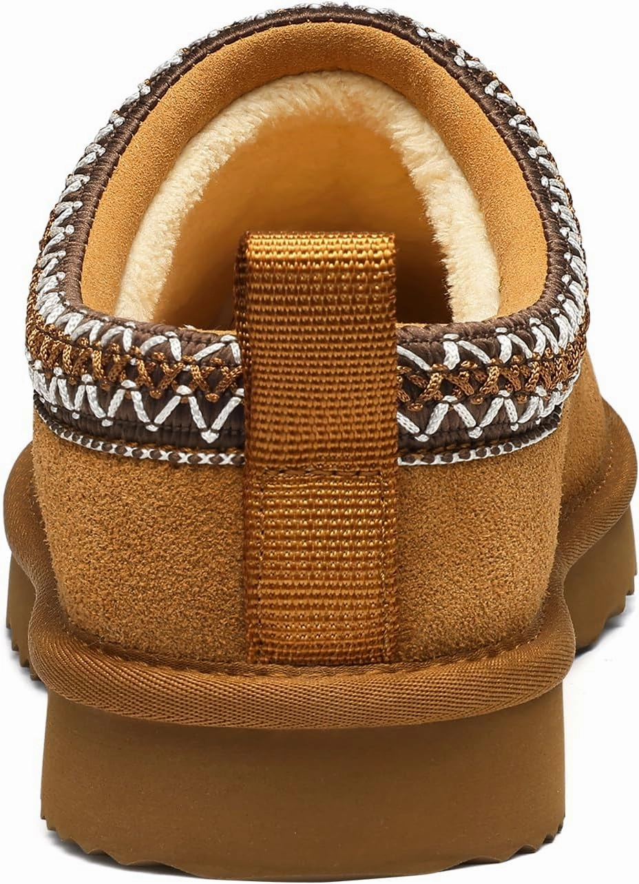 Genuine Suede House Slippers for Women Cozy Memory Foam Shoes for Indoor Outdoor