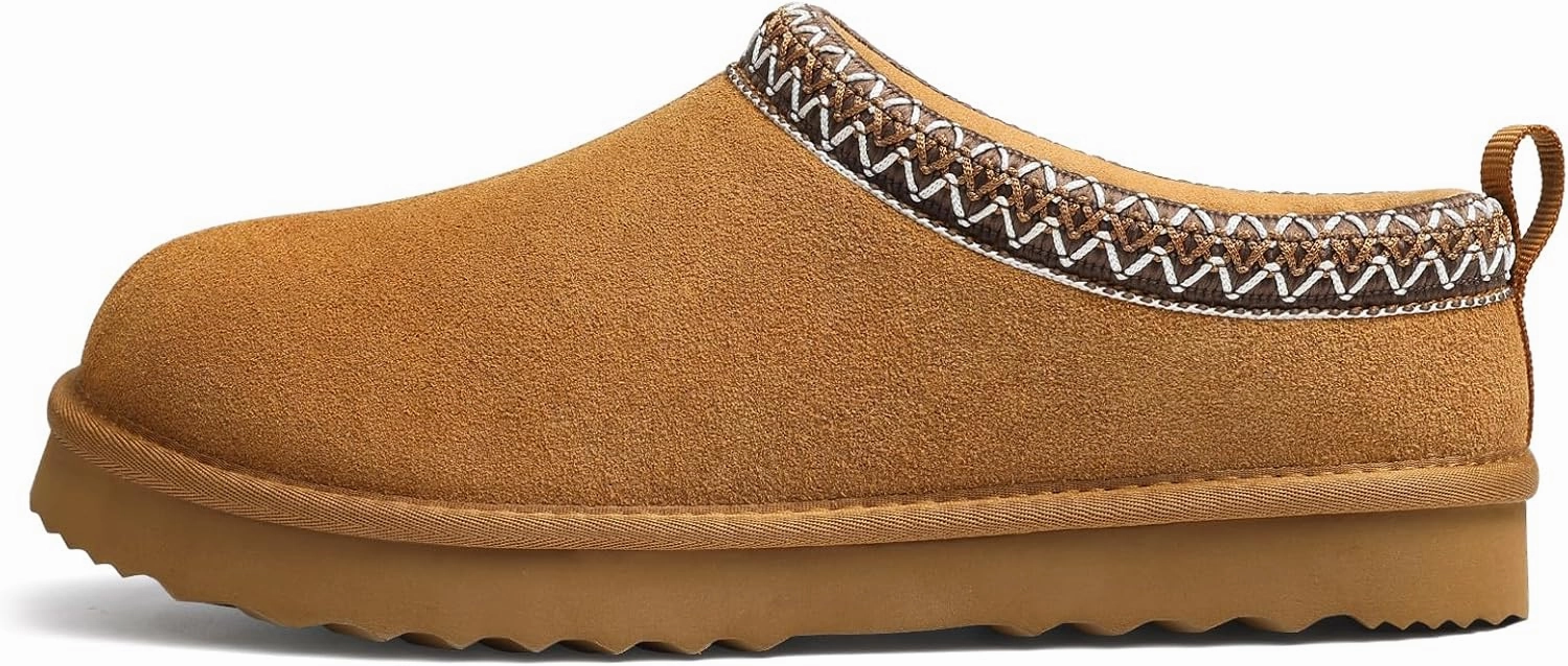 Genuine Suede House Slippers for Women Cozy Memory Foam Shoes for Indoor Outdoor
