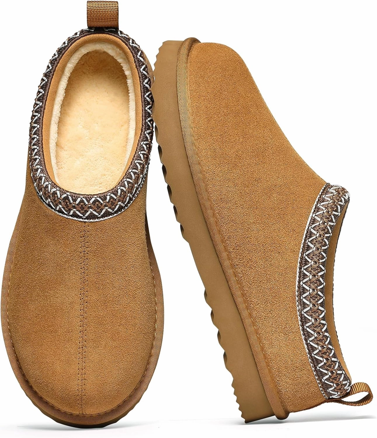 Genuine Suede House Slippers for Women Cozy Memory Foam Shoes for Indoor Outdoor