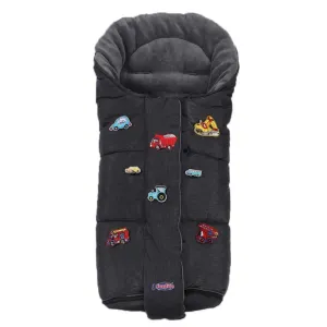 German Designed 3-in-1 Winter Tour Waterproof Footmuff for Stroller,Double Front Zipper Fits Baby Grows Stroller Bunting Bag,Grey