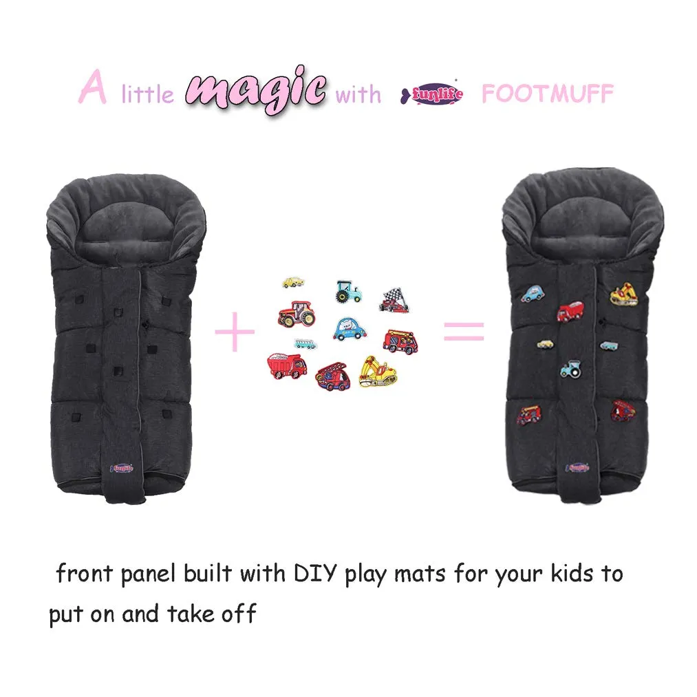 German Designed 3-in-1 Winter Tour Waterproof Footmuff for Stroller,Double Front Zipper Fits Baby Grows Stroller Bunting Bag,Grey