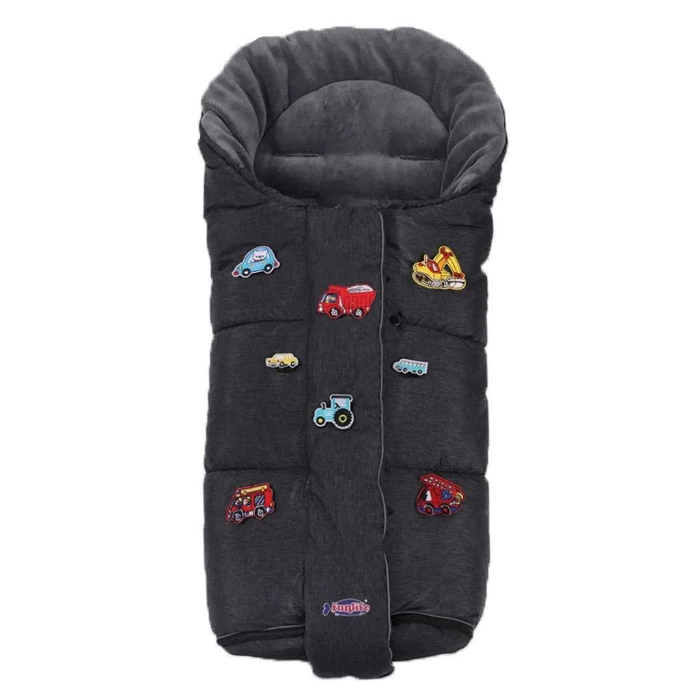 German Designed 3-in-1 Winter Tour Waterproof Footmuff for Stroller,Double Front Zipper Fits Baby Grows Stroller Bunting Bag,Grey