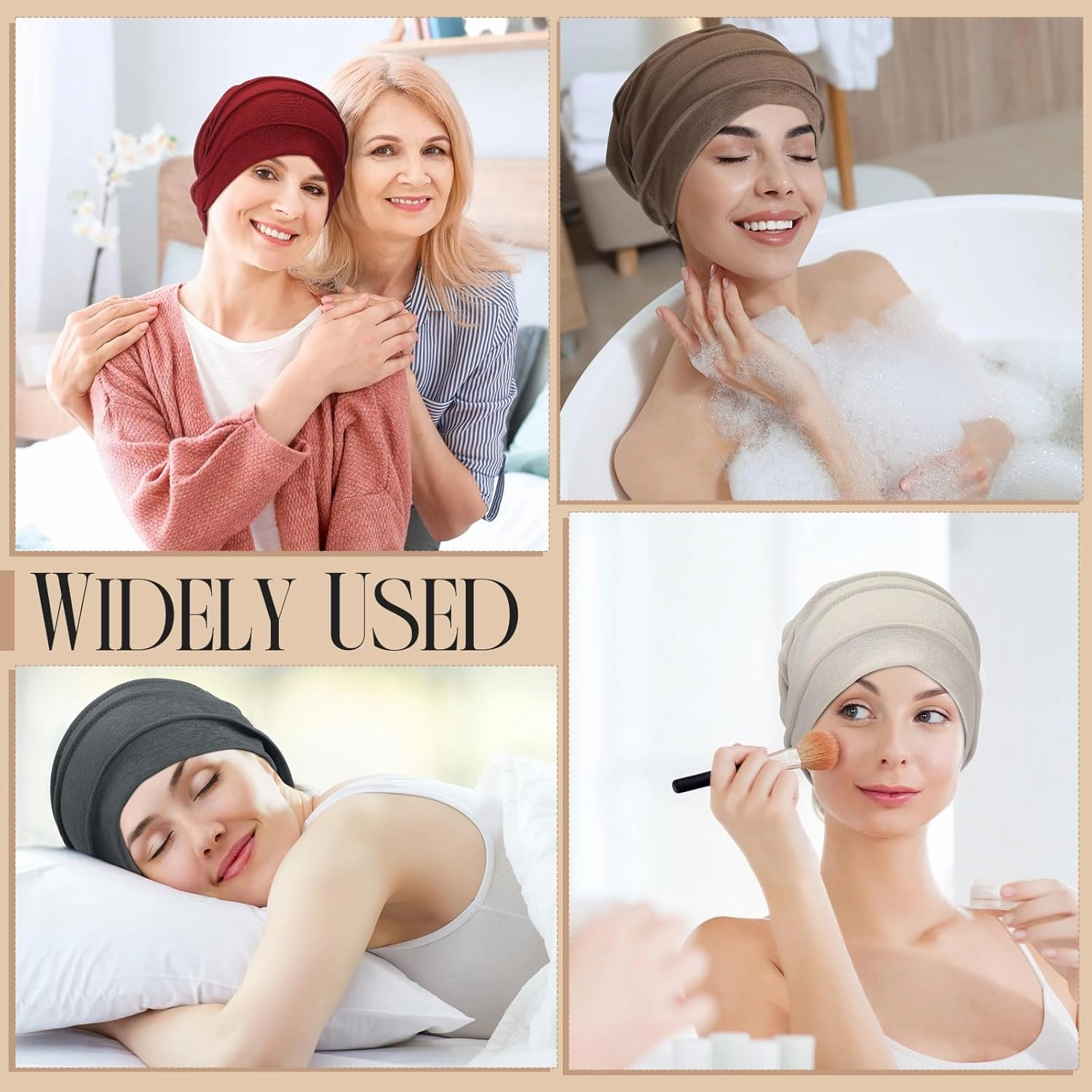 Geyoga 6 Pieces Slouchy Hair Loss Beanies Hats Soft Polyester Cancer Hat Stretchy Sleeping Cap Headwear for Women