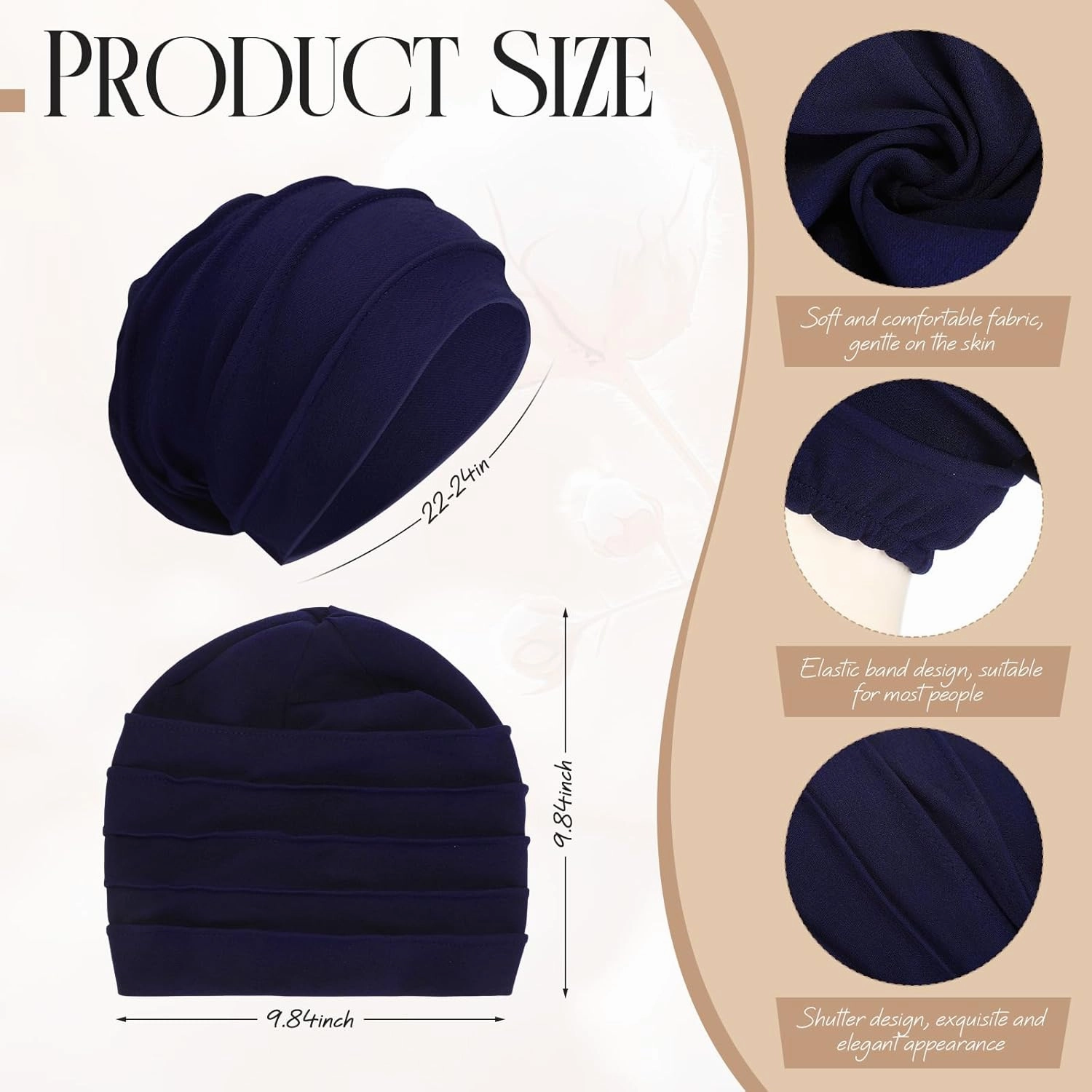 Geyoga 6 Pieces Slouchy Hair Loss Beanies Hats Soft Polyester Cancer Hat Stretchy Sleeping Cap Headwear for Women