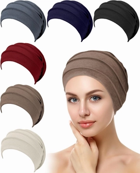 Geyoga 6 Pieces Slouchy Hair Loss Beanies Hats Soft Polyester Cancer Hat Stretchy Sleeping Cap Headwear for Women