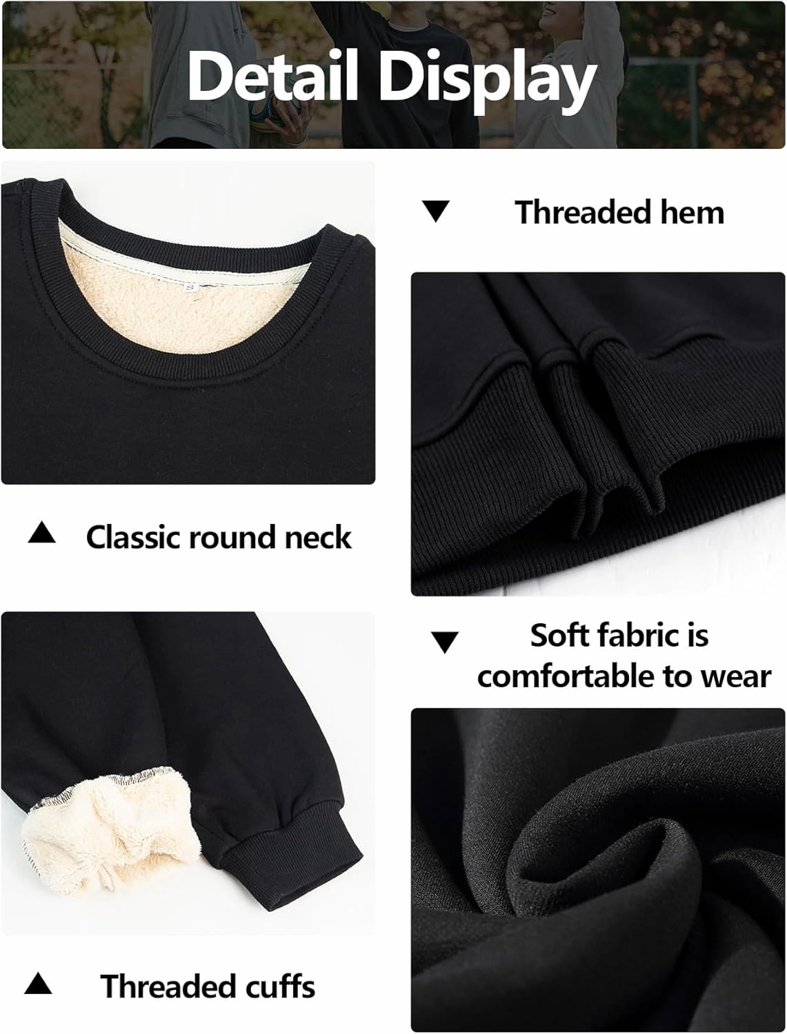 Gihuo Women's Winter Fleece Sherpa Lined Crewneck Pullover Sweatshirt