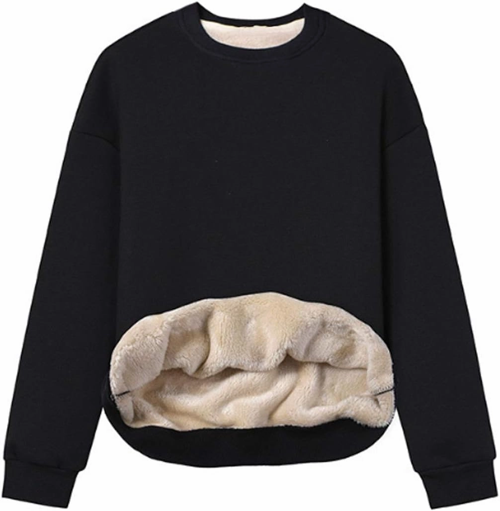 Gihuo Women's Winter Fleece Sherpa Lined Crewneck Pullover Sweatshirt
