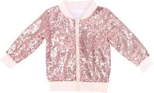 Girl Metallic Jacket Kids Toddler Varsity Jacket Zip up Sequin Bomber Jacket Outwear Glitter Fall Baby Winter Jacket