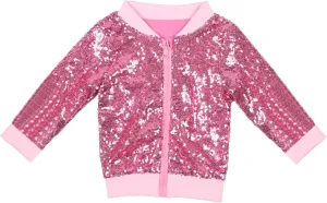 Girl Metallic Jacket Kids Toddler Varsity Jacket Zip up Sequin Bomber Jacket Outwear Glitter Fall Baby Winter Jacket