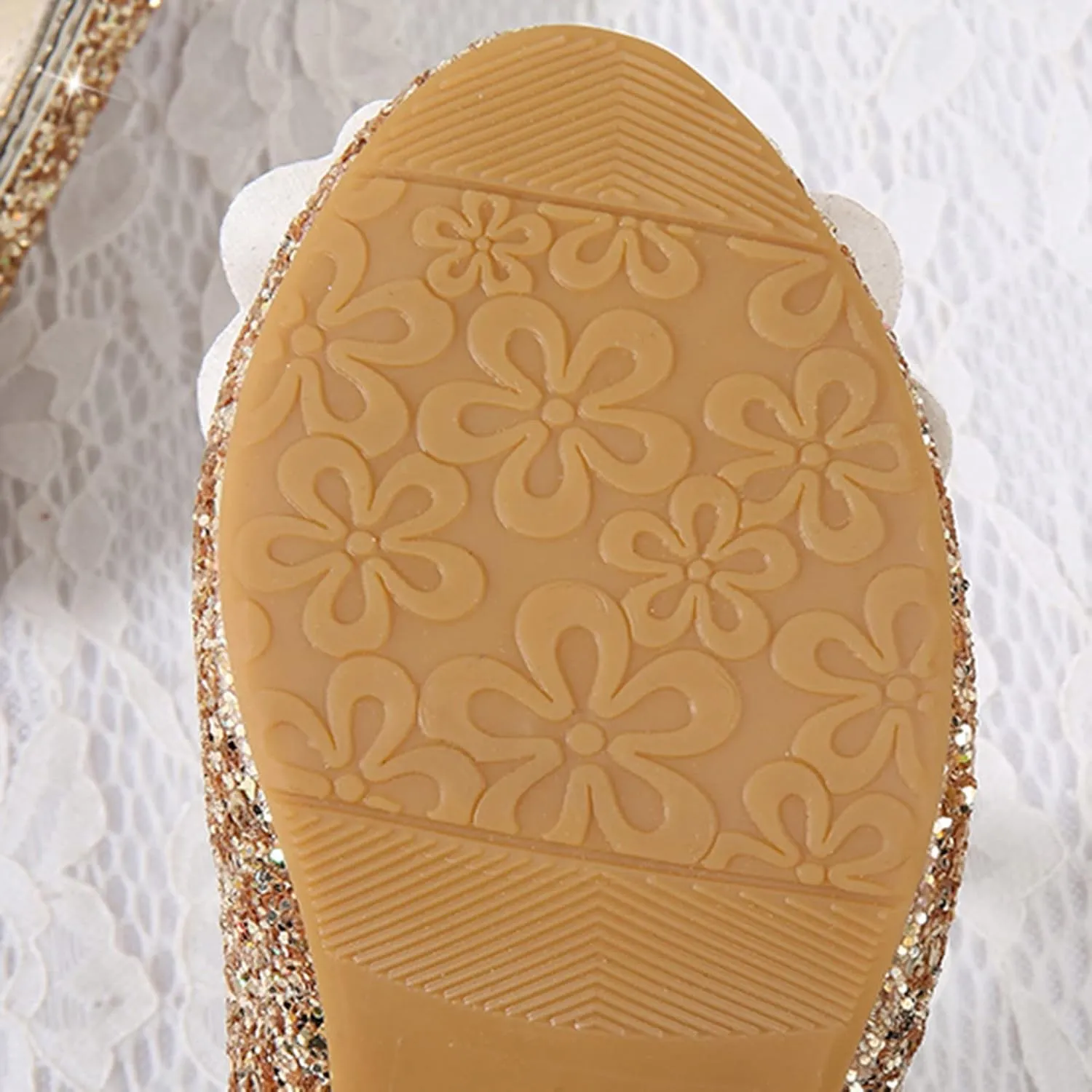 Girls Dress Shoes Glitter Shoes Flower Mary Jane Low Heels Party Wedding Prom Footwear For Toddler Princess Shoes