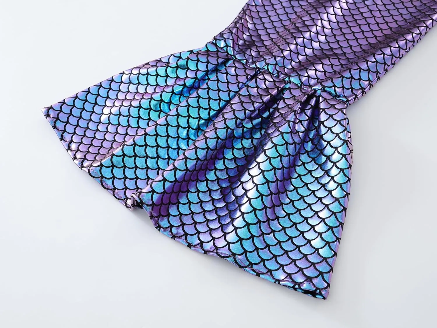Girls Shiny Mermaid Skirts Dress Outfits Festival Long Skirt with Same Color Accessories 4-12 Years