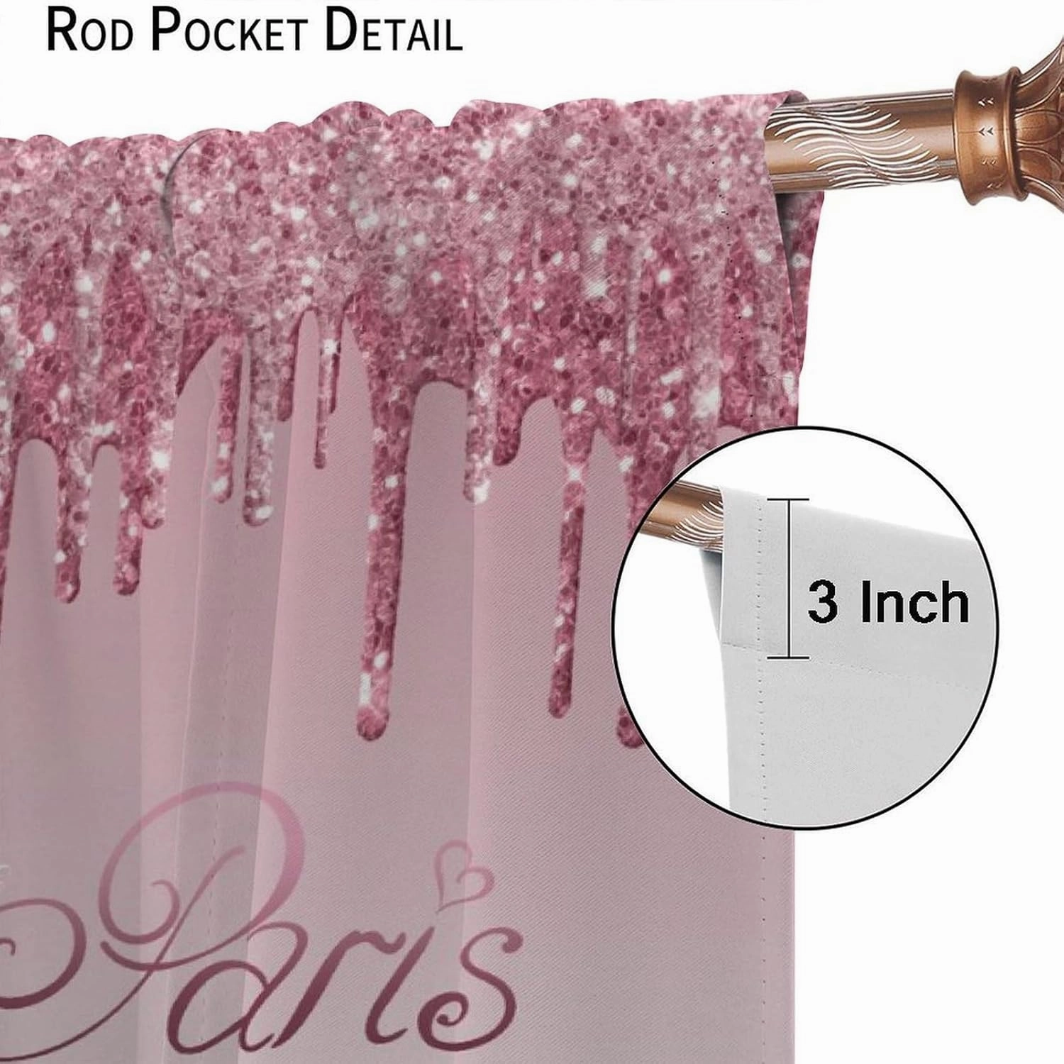 Girls Pink Curtains Flowers Butterfly High Heels Woman Couple Bedroom Decor Fantasy Glitter Romantic Paris Valentine Day Gifts Window Drapes for Living Room Kitchen Cafe W26xL84in 2 Panels