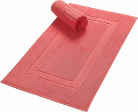 GLAMBURG Premium Cotton 20x32 inch 2-Pack Bath Mats - 100% Ringspun Cotton - Luxury Hotel & Spa Quality - 800 GSM - Durable Soft Highly Absorbent - Machine Washable - Coral Orange