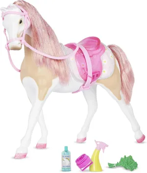 Glitter Girls – 14-inch Toy Horse – Bonnie – Pink Mane & Tail with Silver Hair Tinsels – Removable Saddle, Floral Blanket & Grooming Set – Doll Horse Accessories – Toys for Boys & Girls Ages 3 
