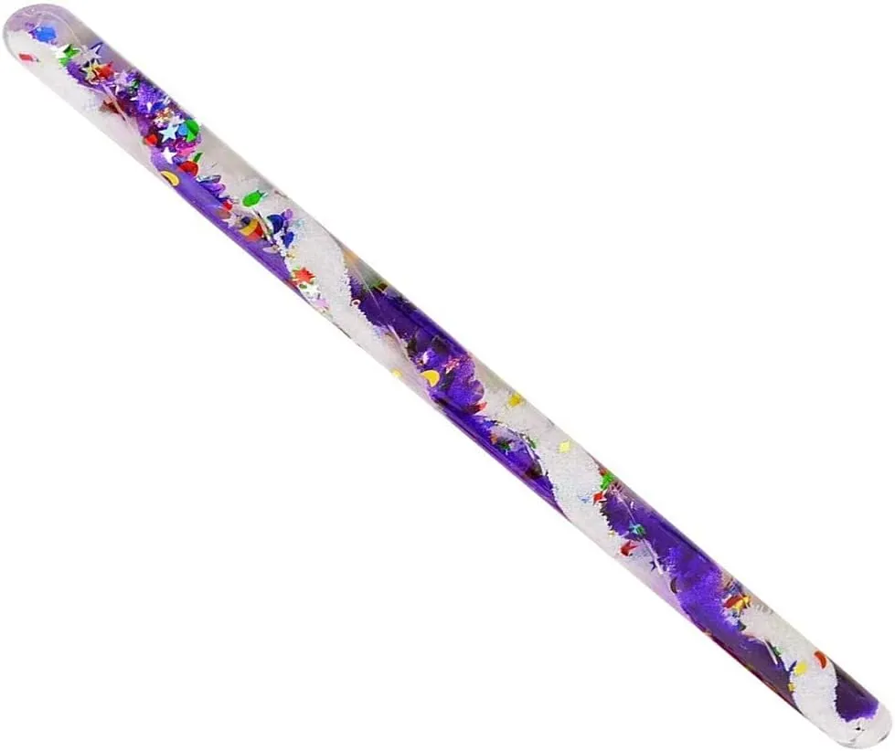 Glitter Wand, Spiral Multicolored Magic Wonder Wand Tube - for Kids, Sensory Room,12" Glitter Water Baton 2 Wands(Yellow/Orange, Purple/White)