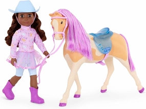 Glitter Girls – 14-inch Posable Doll & Horse – Cowgirl Outfit – Brown Eyes & Purple Mane – Toys for Kids 3 Years  – Clea & Clover