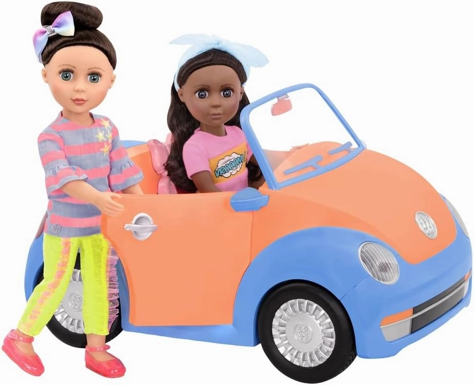 Glitter Girls - Convertible Car for 14-inch Dolls - Toys, Clothes & Accessories for Girls 3-Year-Old & Up, Blue, Orange, Pink