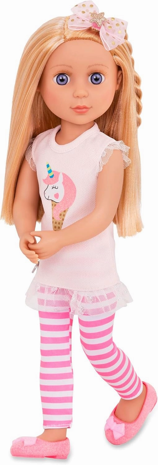 Glitter Girls Lacy 14 Inch Doll Wearing Pink Tunic, Striped Leggings, Hair Bow And Ballet Shoes - Dolls For 3  Year Old Girls