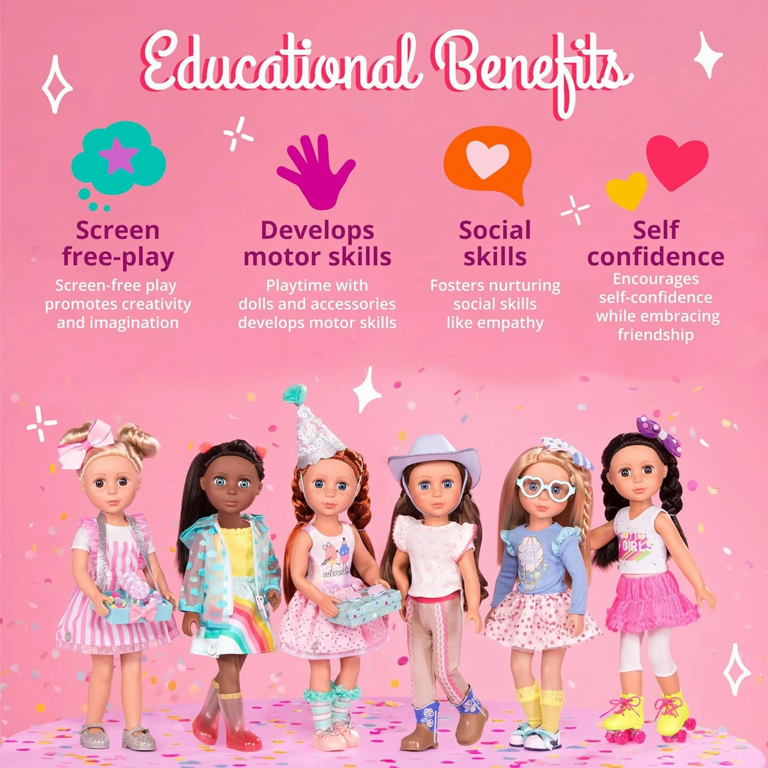 Glitter Girls Nixie 14 inch Doll Wearing Colored Outfit with Hair Accessories and Toy Food Props – Dolls for 3  Years Old Girls