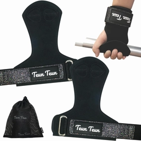 Glitter Wrist Straps for Weightlifting, Women's Gym Lifting Straps for Deadlift, Leather Workout Weight Lifting Grips With Neoprene Padded Wrist Wraps Support