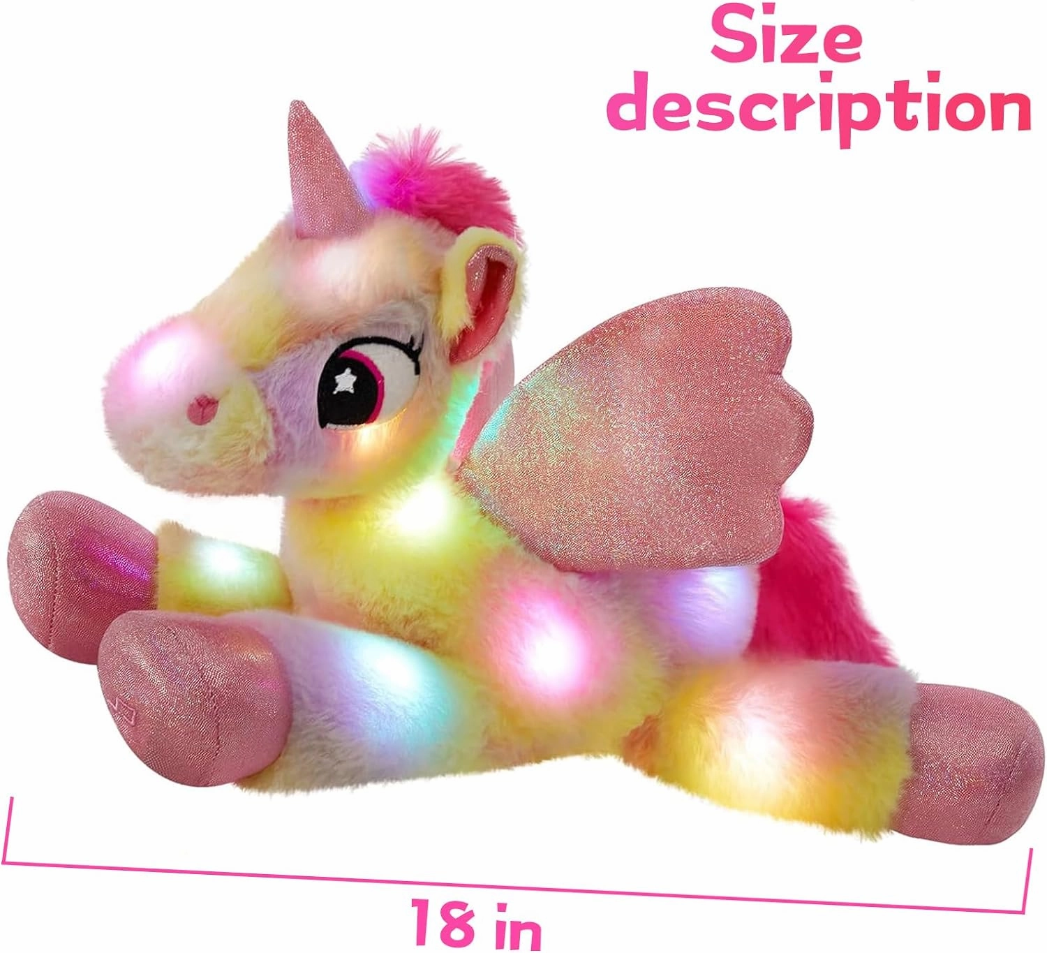 Glow Guards 18" Light up Musical Rainbow Unicorn Stuffed Animal,Glitter Sequins Unicorn Plush Toy,Children's Day Birthday Holiday for Girls Toddlers