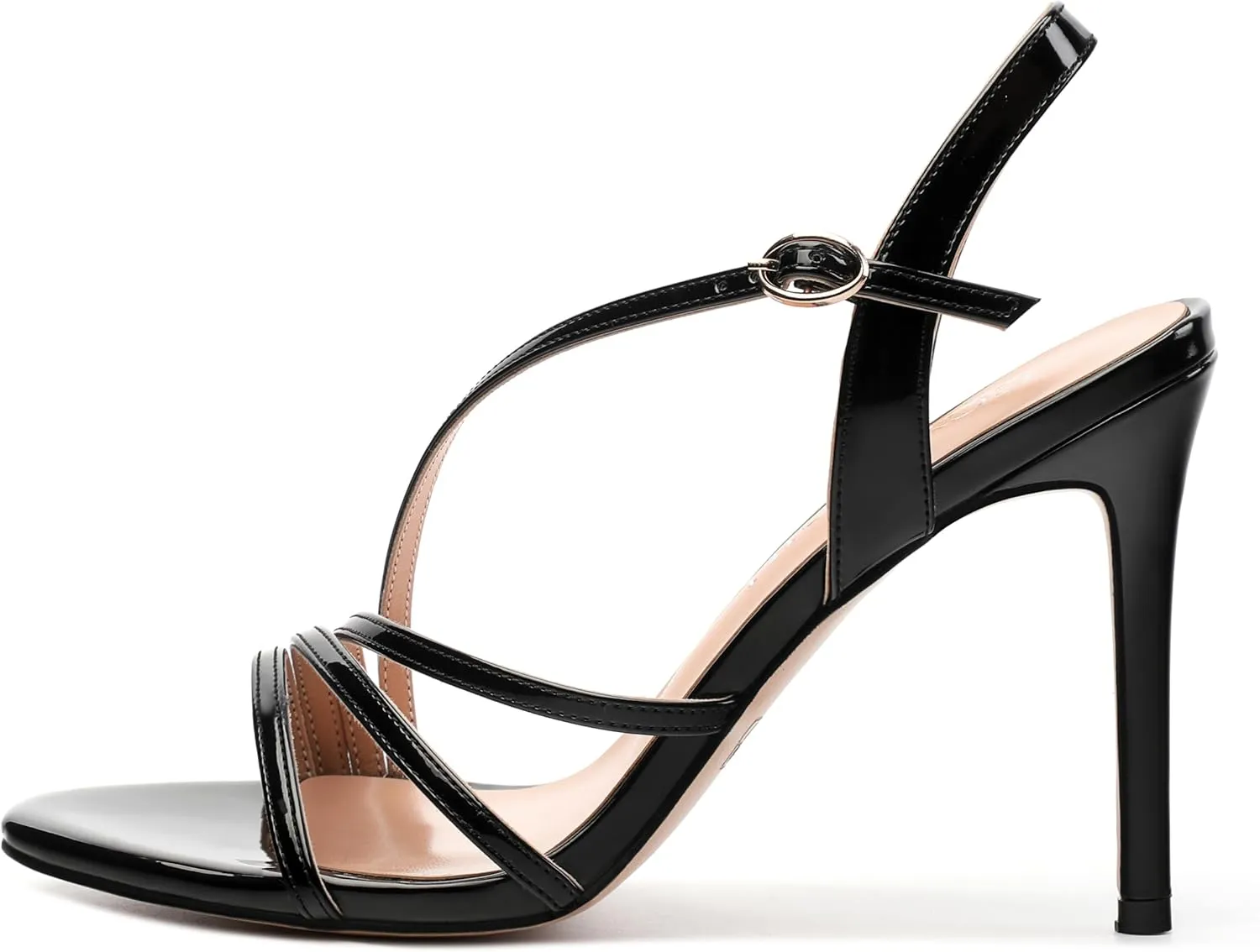 Gold Strappy Heels for Women, Sex Women's High Heels Open Toe Stilettos Strappy Ankle Strap Sandals Comfort Dress Party Shoes