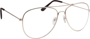 grinderPUNCH New Non-Prescription Premium Aviator Clear Lens Glasses Gold