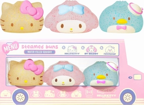 Hamee SquiSHU Sanrio Gold Glitter Steam Bun Squishy [Cute Water Filled Sparkle Sensory Toy] [Soft Squeeze Ball] [Hand Therapy Relaxing] Gift for Kids, Adults - Hello Kitty, My Melody, and Tuxedosam