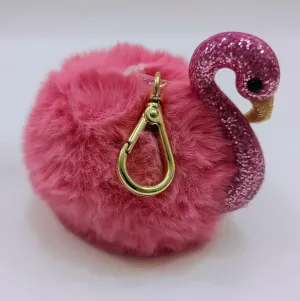 Hand Sanitizer Gel Holder Pink Flamingo Pom Pom