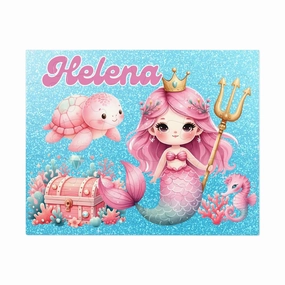 Handmade Personalized Mermaid Princess Child Name Puzzle, Pink Purple Glitter Ocean Dolphin Summer Sea Jigsaw Game, Custom Kid Birthday Beach Girl Explore Unicorn Castle